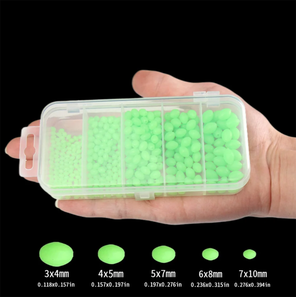 Fishing Lure Soft Plastic - B 375 pezzi/set perline rigide luminose
